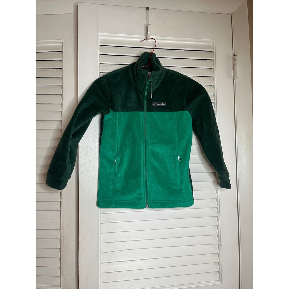 Columbia Kids Fleece Full Zip Jacket Green Colorblock Mock Neck XS 6/7 NWOT - Picture 1 of 5